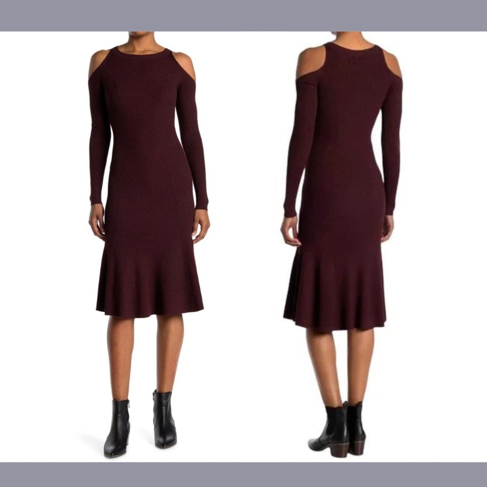 NWT ALL‎ SAINTS [ Small ] Yasmin Cold-Shoulder Sweater Dress in Red